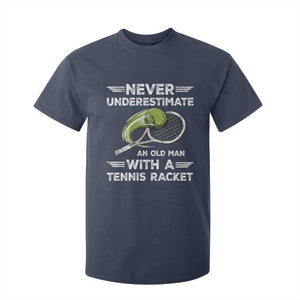 Never Underestimate An Old Man With A Tennis Racket T Shirt For Kid Funny Tennis Fan TS12 Navy Print Your Wear
