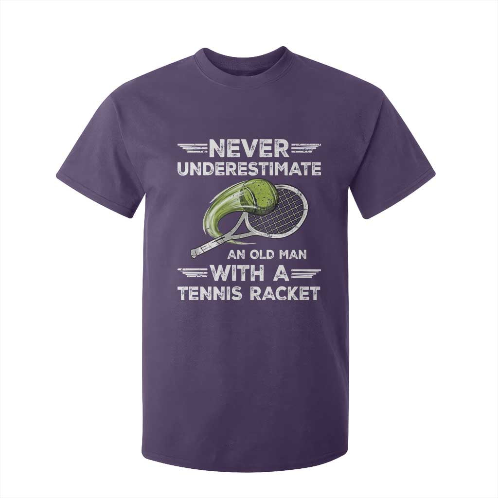 Never Underestimate An Old Man With A Tennis Racket T Shirt For Kid Funny Tennis Fan TS12 Purple Print Your Wear