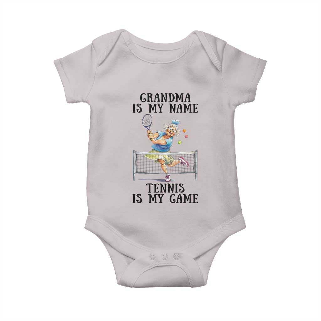 Funny Tennis Quote Baby Onesie Grandma Is My Name Tennis Is My Game TS12 Ice Gray Print Your Wear