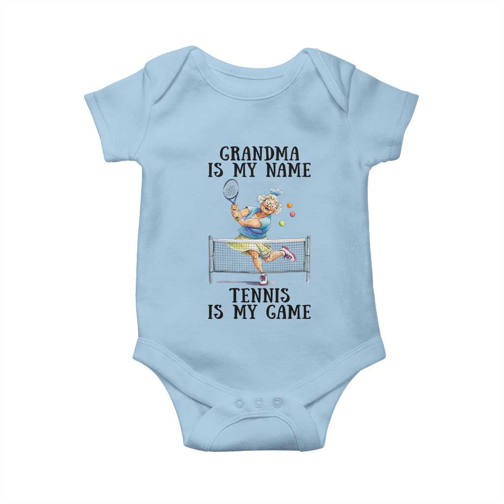 Funny Tennis Quote Baby Onesie Grandma Is My Name Tennis Is My Game TS12 Light Blue Print Your Wear