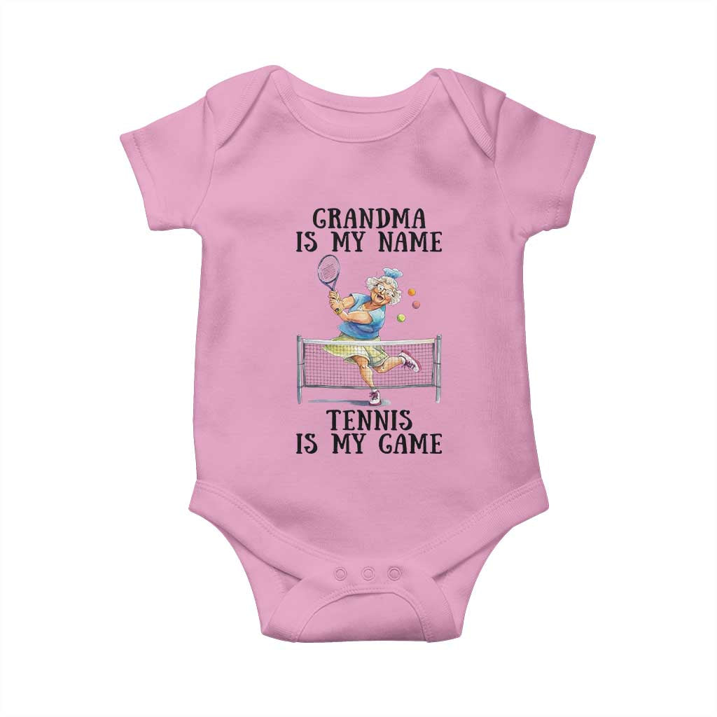 Funny Tennis Quote Baby Onesie Grandma Is My Name Tennis Is My Game TS12 Light Pink Print Your Wear
