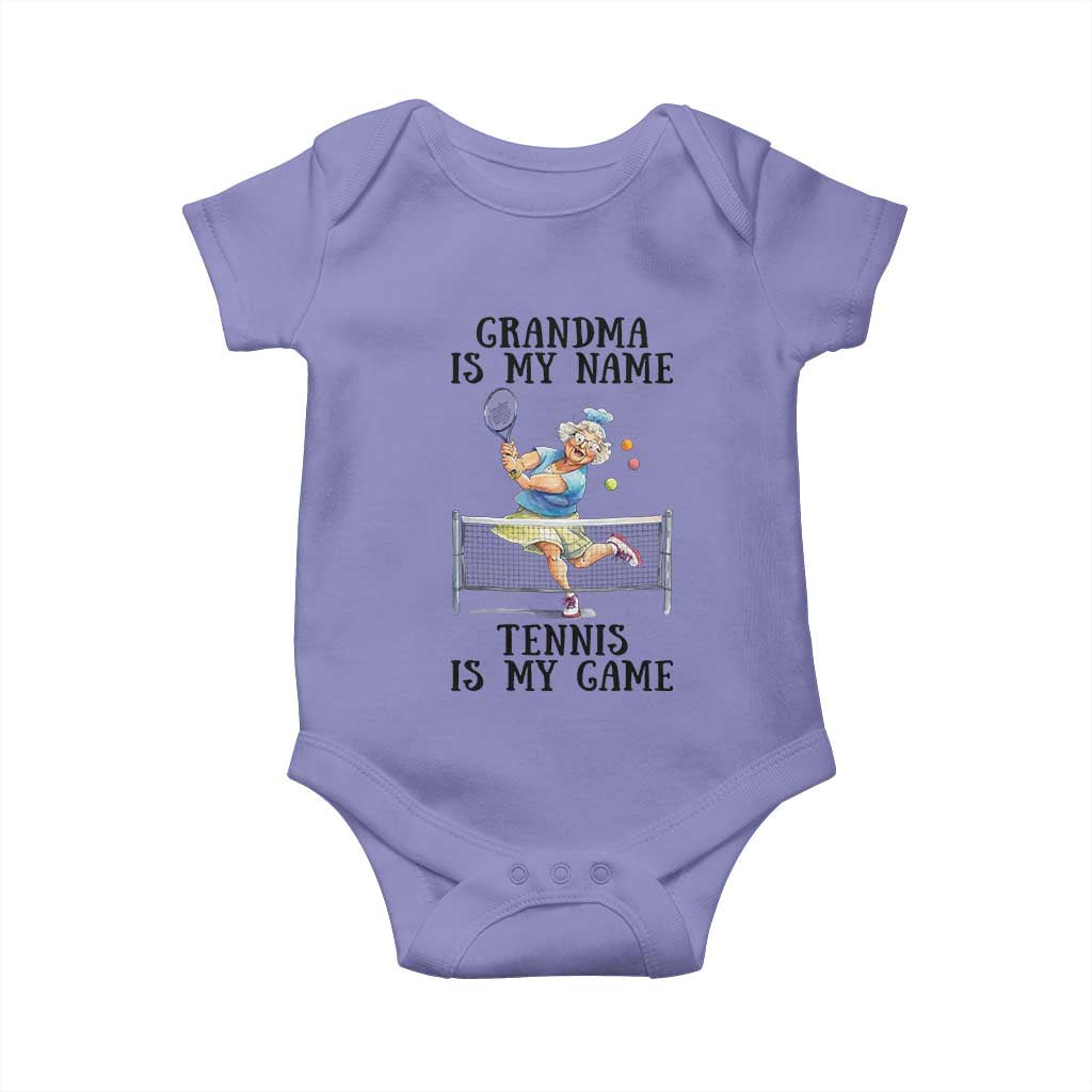 Funny Tennis Quote Baby Onesie Grandma Is My Name Tennis Is My Game TS12 Violet Print Your Wear