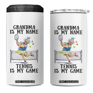 Funny Tennis Quote 4 in 1 Can Cooler Tumbler Grandma Is My Name Tennis Is My Game TS12 One Size: 16 oz White Print Your Wear