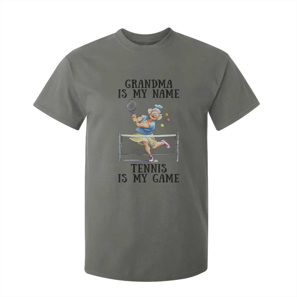Funny Tennis Quote T Shirt For Kid Grandma Is My Name Tennis Is My Game TS12 Military Green Print Your Wear
