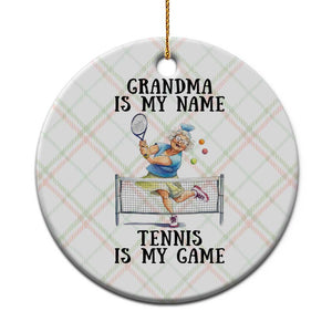 Funny Tennis Quote Ceramic Ornament Grandma Is My Name Tennis Is My Game TS12 1pc Christmas Plaid Print Your Wear