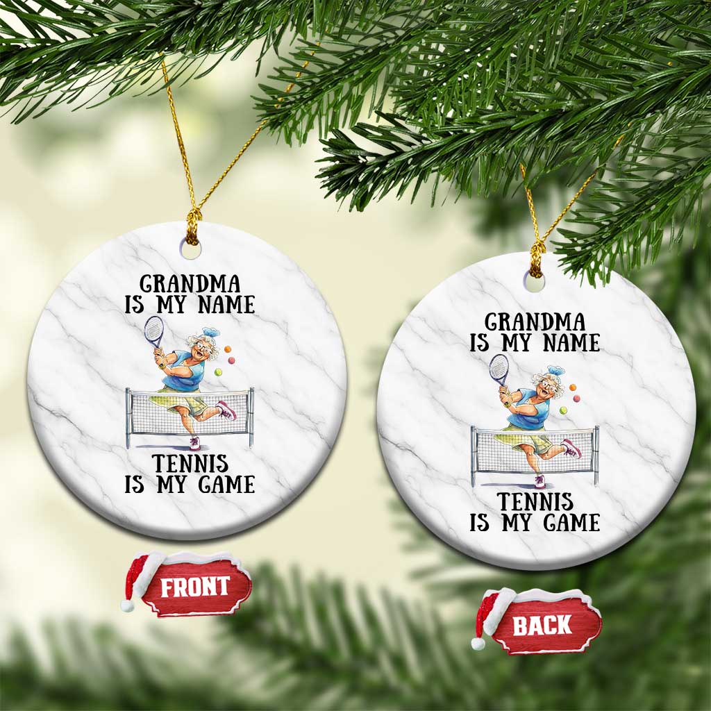 Funny Tennis Quote Ceramic Ornament Grandma Is My Name Tennis Is My Game TS12 1pc White Marble Print Your Wear