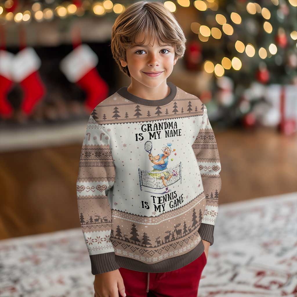 Funny Tennis Quote Ugly Christmas Sweater Grandma Is My Name Tennis Is My Game TS12 Mocha Mousse Print Your Wear