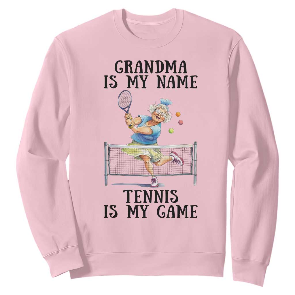 Funny Tennis Quote Sweatshirt Grandma Is My Name Tennis Is My Game TS12 Light Pink Print Your Wear