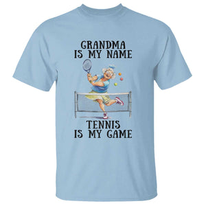 Funny Tennis Quote T Shirt Grandma Is My Name Tennis Is My Game TS12 Light Blue Print Your Wear