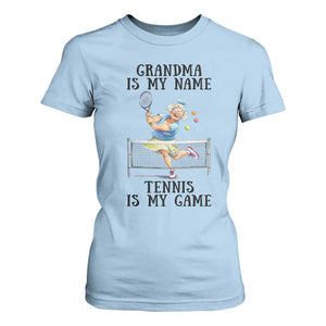 Funny Tennis Quote T Shirt For Women Grandma Is My Name Tennis Is My Game TS12 Light Blue Print Your Wear