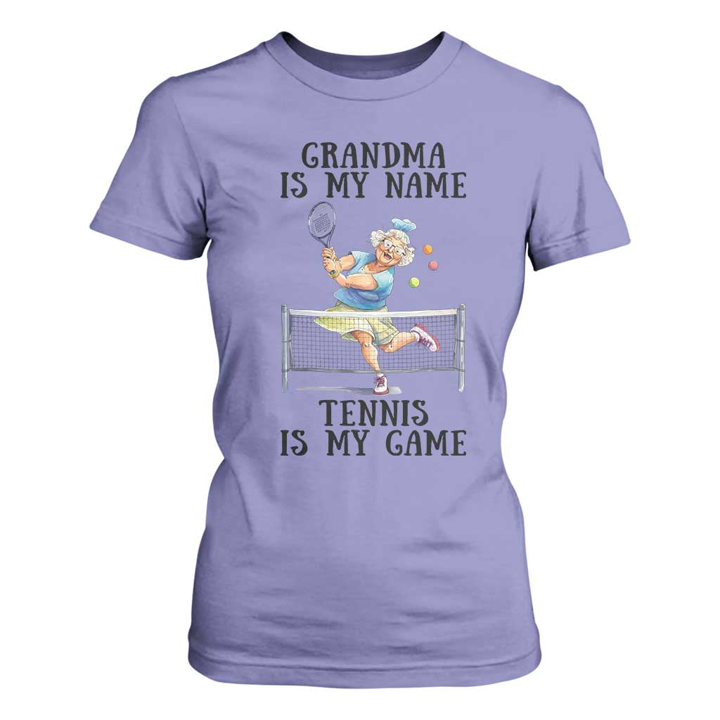 Funny Tennis Quote T Shirt For Women Grandma Is My Name Tennis Is My Game TS12 Violet Print Your Wear