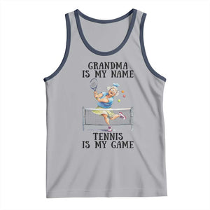 Funny Tennis Quote Tank Top Grandma Is My Name Tennis Is My Game TS12 Athletic Heather Navy Print Your Wear