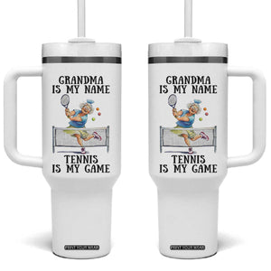 Funny Tennis Quote Tumbler With Handle Grandma Is My Name Tennis Is My Game TS12 One Size: 40 oz White Print Your Wear