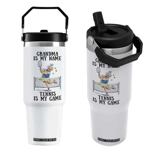Funny Tennis Quote Flip Straw Tumbler Grandma Is My Name Tennis Is My Game TS12 One Size: 30 oz White Print Your Wear