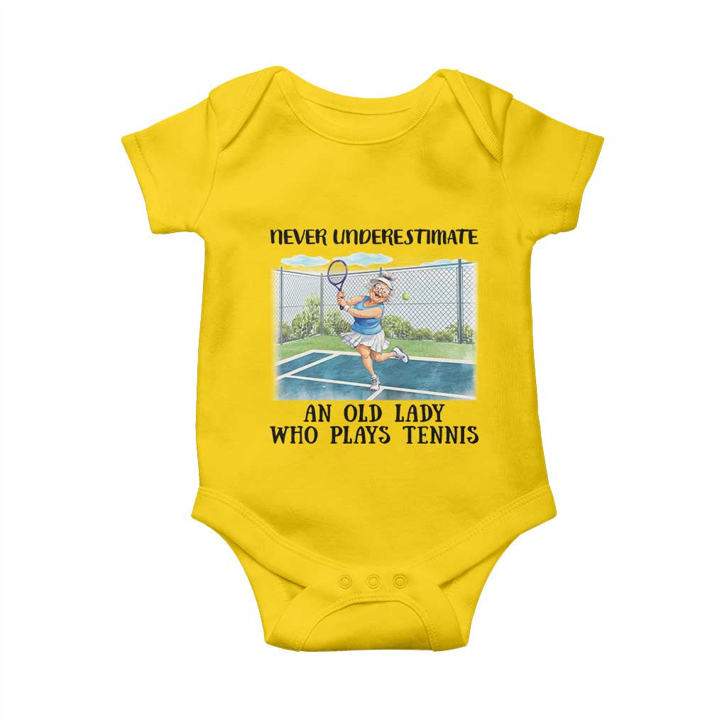 Funny Grandma Tennis Player Gift Baby Onesie Never Underestimate An Old Lady TS12 Daisy Print Your Wear
