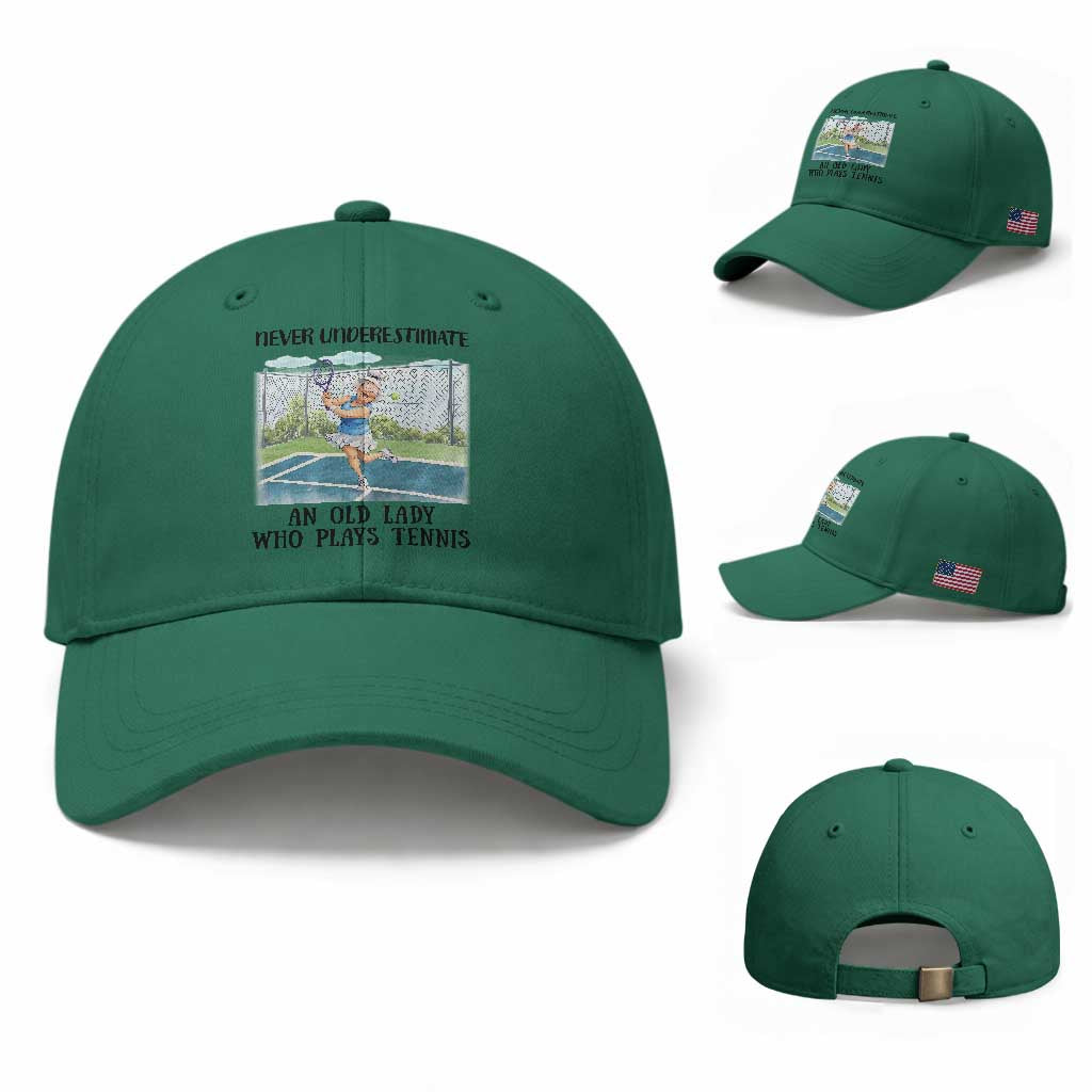 Funny Grandma Tennis Player Gift Baseball Cap Never Underestimate An Old Lady TS12 Baseball Cap Universal Fit Irish Green Print Your Wear
