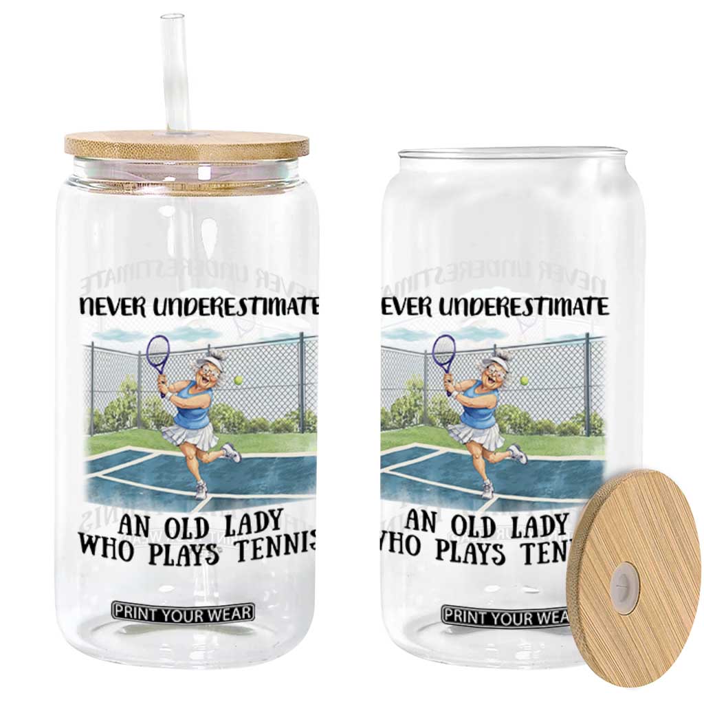Funny Grandma Tennis Player Gift Glass Can Never Underestimate An Old Lady TS12 Print Your Wear