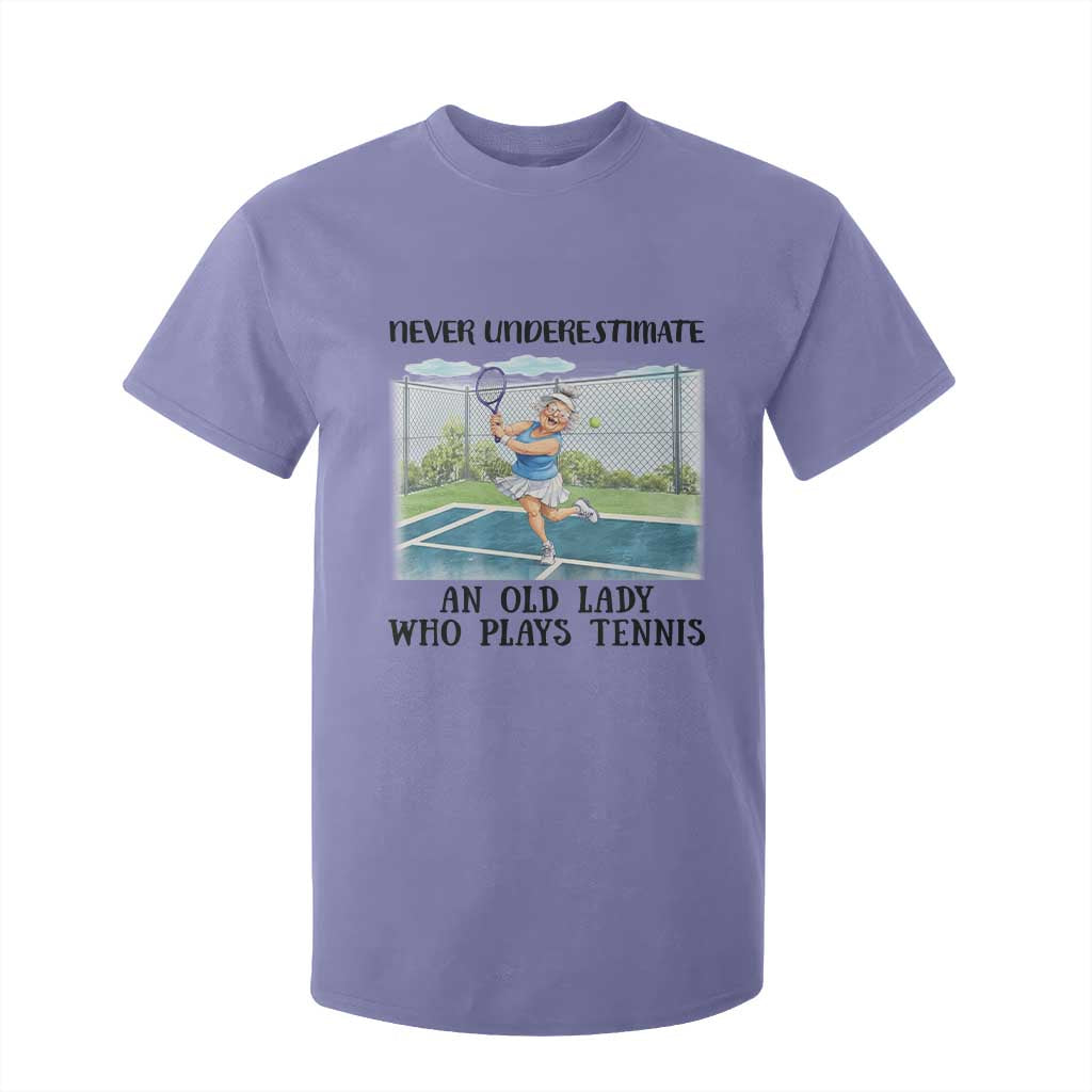 Funny Grandma Tennis Player Gift T Shirt For Kid Never Underestimate An Old Lady TS12 Violet Print Your Wear
