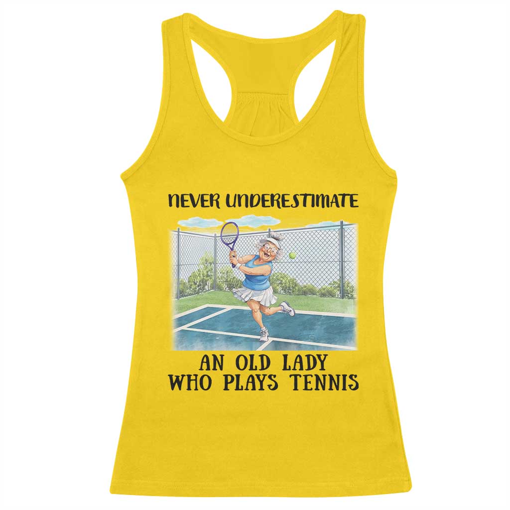 Funny Grandma Tennis Player Gift Racerback Tank Top Never Underestimate An Old Lady TS12 Daisy Print Your Wear