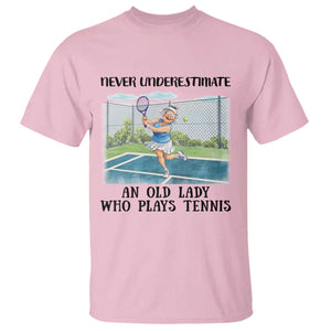 Funny Grandma Tennis Player Gift T Shirt Never Underestimate An Old Lady TS12 Light Pink Print Your Wear