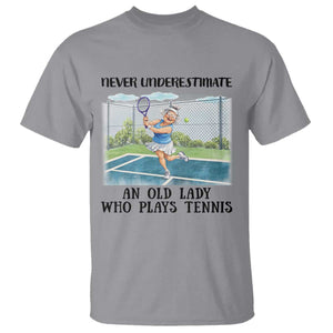 Funny Grandma Tennis Player Gift T Shirt Never Underestimate An Old Lady TS12 Sport Gray Print Your Wear