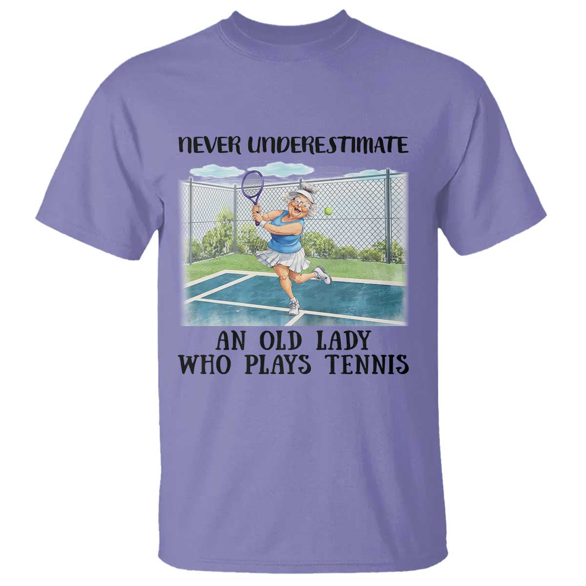 Funny Grandma Tennis Player Gift T Shirt Never Underestimate An Old Lady TS12 Violet Print Your Wear