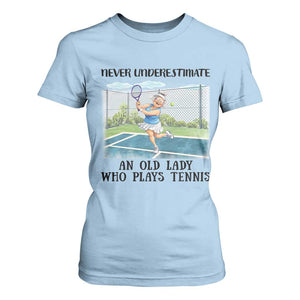 Funny Grandma Tennis Player Gift T Shirt For Women Never Underestimate An Old Lady TS12 Light Blue Print Your Wear