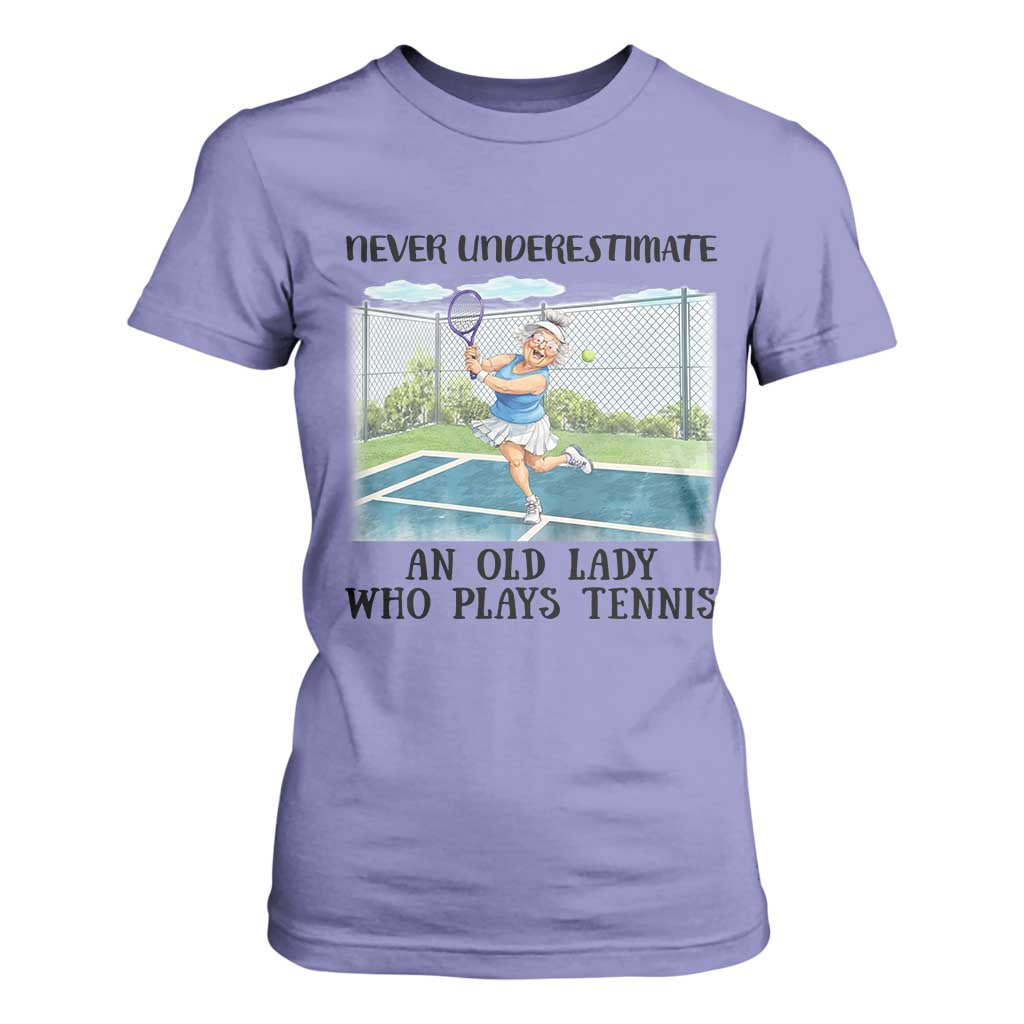 Funny Grandma Tennis Player Gift T Shirt For Women Never Underestimate An Old Lady TS12 Violet Print Your Wear