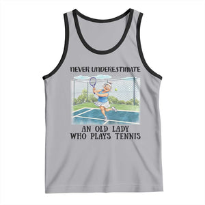 Funny Grandma Tennis Player Gift Tank Top Never Underestimate An Old Lady TS12 Athletic Heather Black Print Your Wear