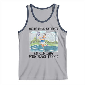Funny Grandma Tennis Player Gift Tank Top Never Underestimate An Old Lady TS12 Athletic Heather Navy Print Your Wear