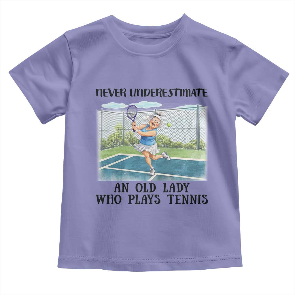 Funny Grandma Tennis Player Gift Toddler T Shirt Never Underestimate An Old Lady TS12 Violet Print Your Wear