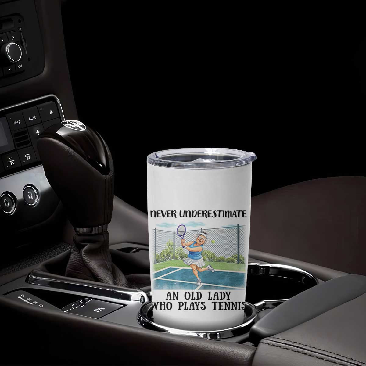 Funny Grandma Tennis Player Gift Tumbler Cup Never Underestimate An Old Lady TS12 Print Your Wear