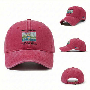 Funny Grandma Tennis Player Gift Washed Cotton Baseball Cap Never Underestimate An Old Lady TS12 Washed Cap Universal Fit Red Print Your Wear