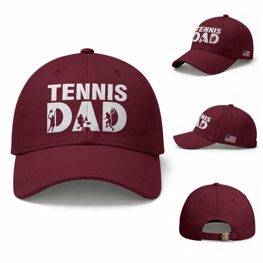 Funny Tennis Dad Life Baseball Cap Tennis Player Gift TS12 Baseball Cap Universal Fit Maroon Print Your Wear