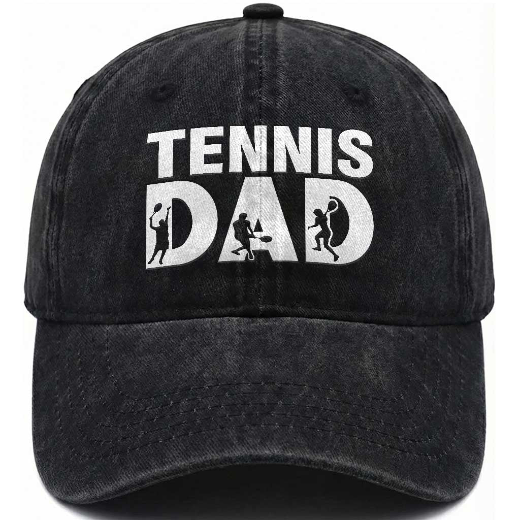 Funny Tennis Dad Life Washed Cotton Baseball Cap Tennis Player Gift TS12 Print Your Wear
