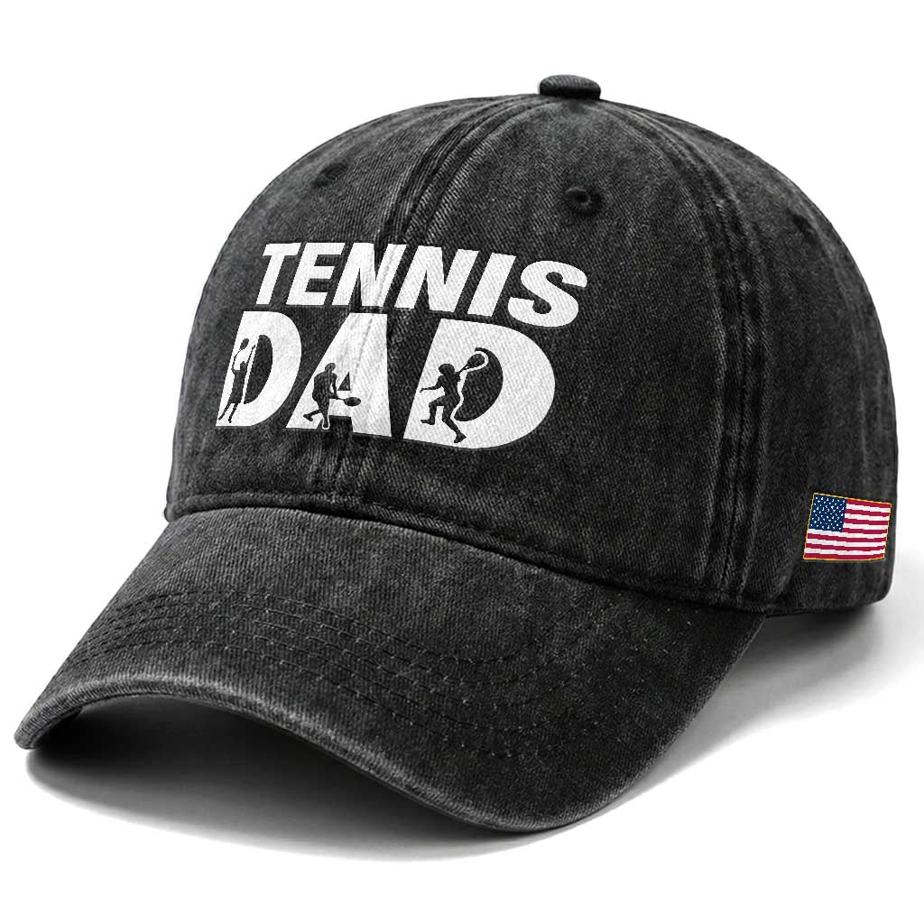 Funny Tennis Dad Life Washed Cotton Baseball Cap Tennis Player Gift TS12 Print Your Wear