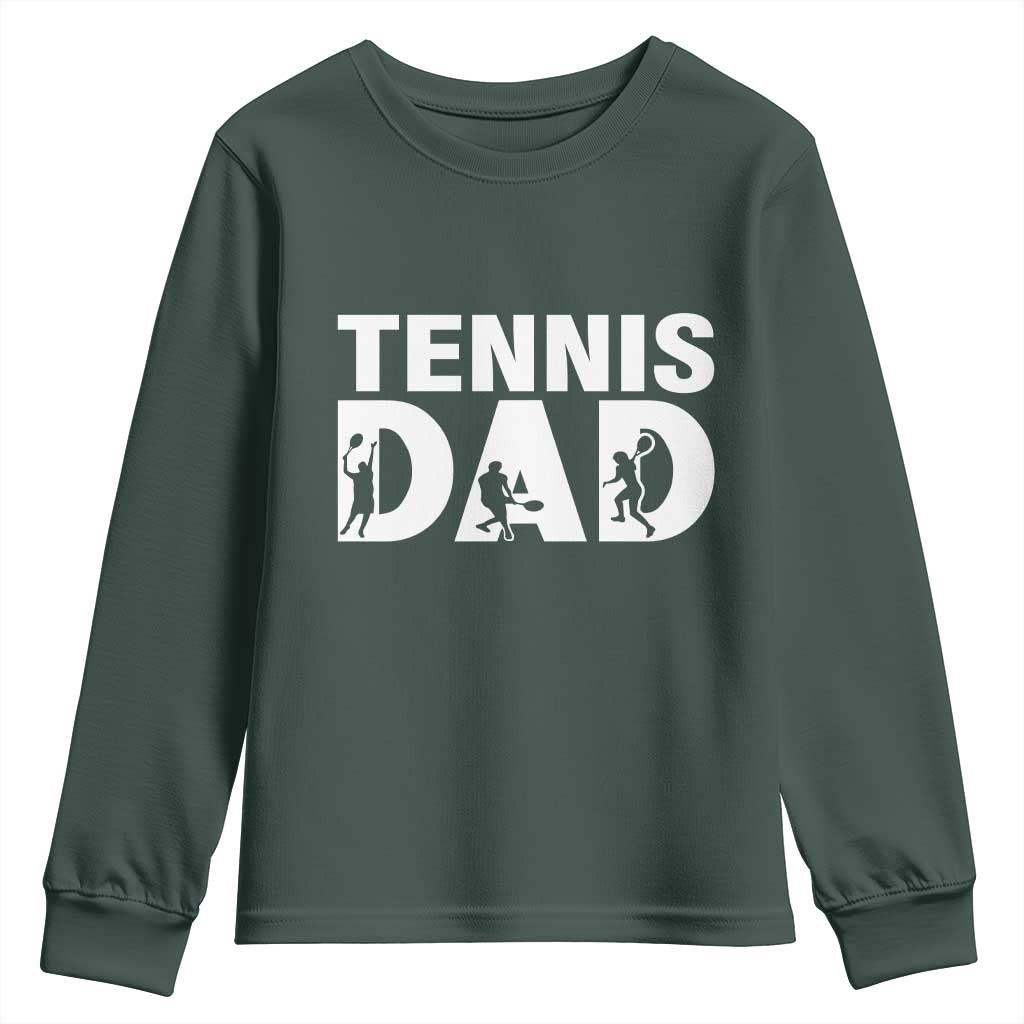 Funny Tennis Dad Life Youth Sweatshirt Tennis Player Gift TS12 Dark Forest Green Print Your Wear