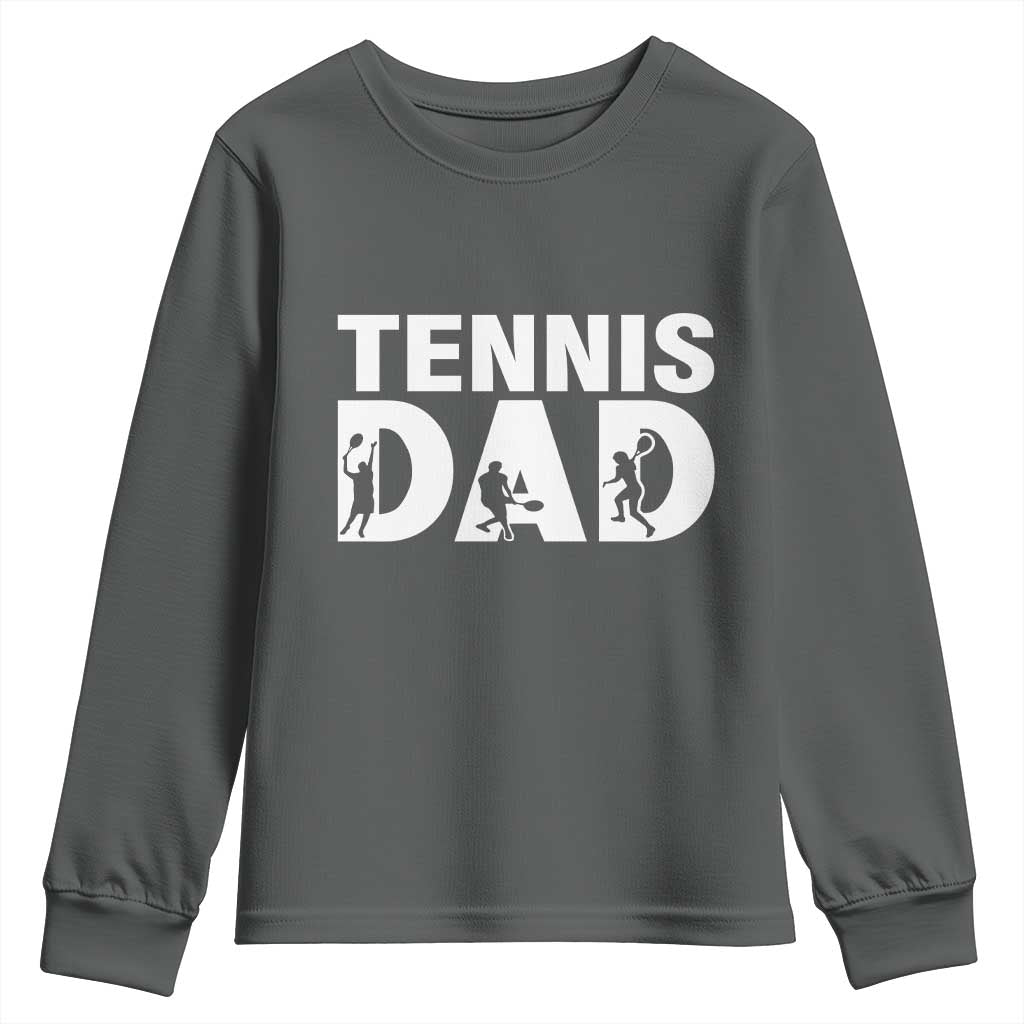 Funny Tennis Dad Life Youth Sweatshirt Tennis Player Gift TS12 Dark Heather Print Your Wear