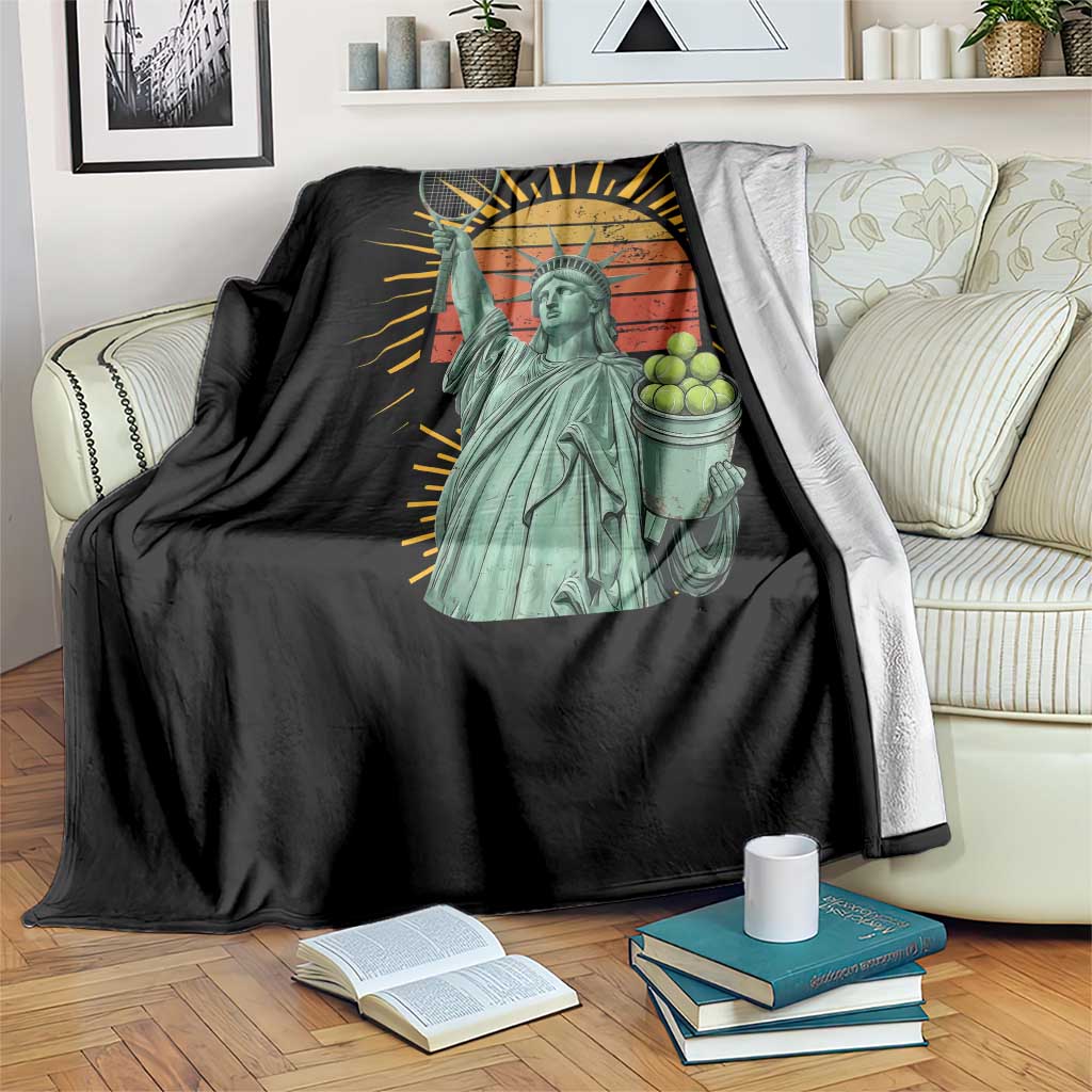 Funny Statue Of Liberty Tennis Player Throw Blanket Patriotic Sports Lover TS12 Print Your Wear