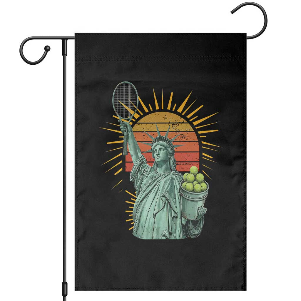 Funny Statue Of Liberty Tennis Player Garden Flag Patriotic Sports Lover TS12 Black Print Your Wear