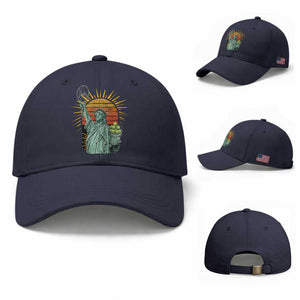 Funny Statue Of Liberty Tennis Player Baseball Cap Patriotic Sports Lover TS12 Baseball Cap Universal Fit Navy Print Your Wear