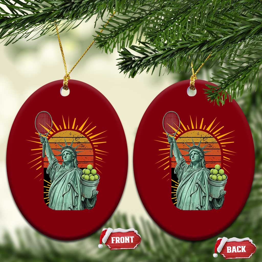 Funny Statue Of Liberty Tennis Player Ceramic Ornament Patriotic Sports Lover TS12 Print Your Wear
