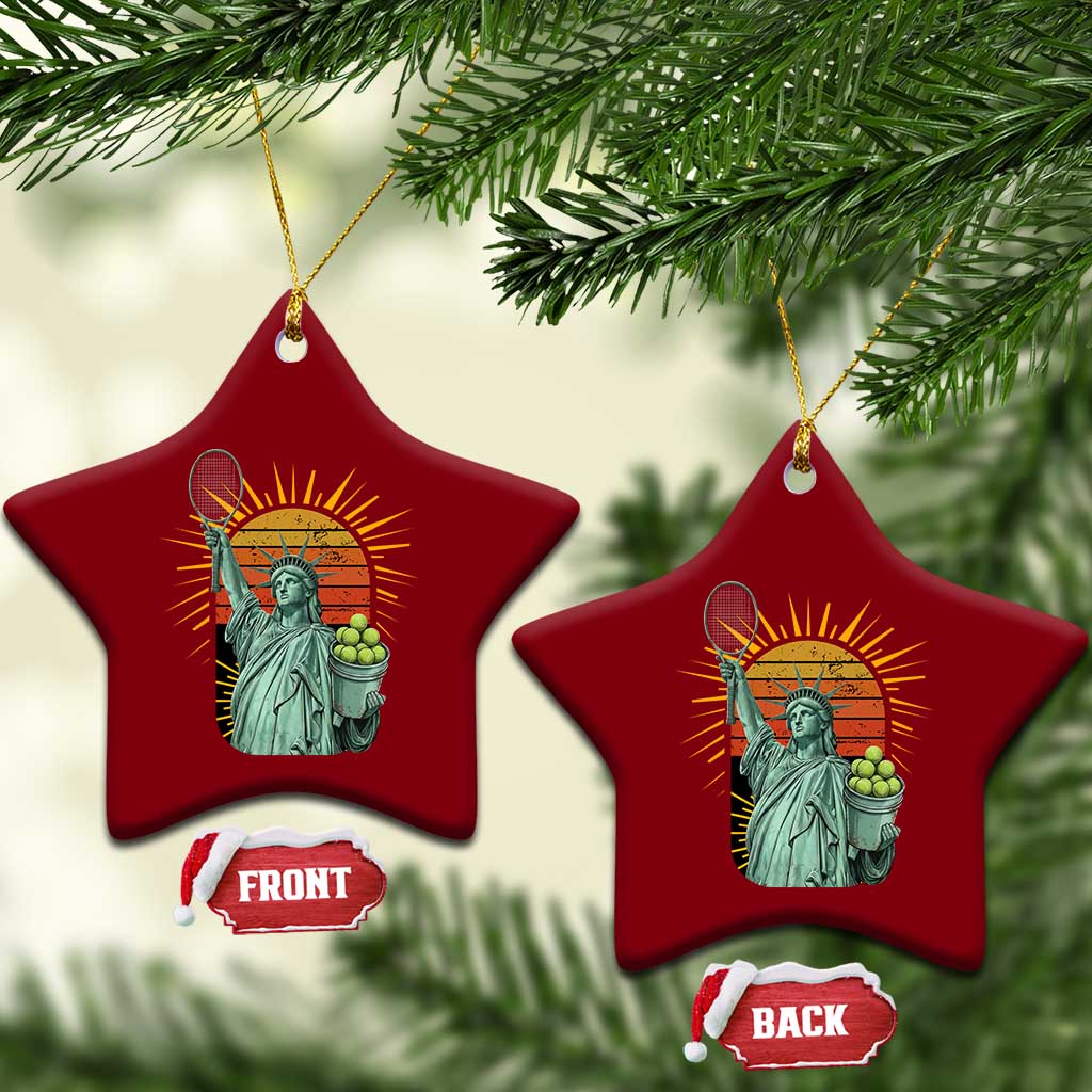 Funny Statue Of Liberty Tennis Player Ceramic Ornament Patriotic Sports Lover TS12 Print Your Wear