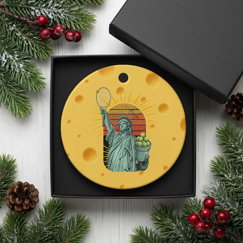 Funny Statue Of Liberty Tennis Player Ceramic Ornament Patriotic Sports Lover TS12 1pc Yellow Cheese Print Your Wear