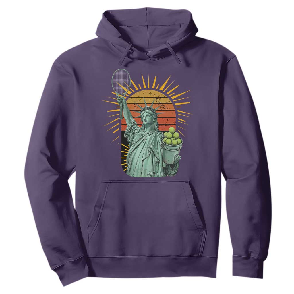 Funny Statue Of Liberty Tennis Player Hoodie Patriotic Sports Lover TS12 Purple Print Your Wear