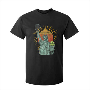 Funny Statue Of Liberty Tennis Player T Shirt For Kid Patriotic Sports Lover TS12 Black Print Your Wear