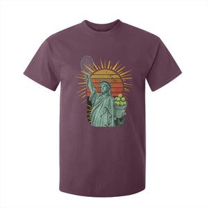 Funny Statue Of Liberty Tennis Player T Shirt For Kid Patriotic Sports Lover TS12 Maroon Print Your Wear