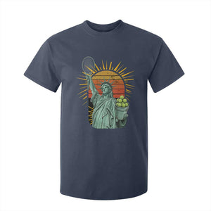 Funny Statue Of Liberty Tennis Player T Shirt For Kid Patriotic Sports Lover TS12 Navy Print Your Wear