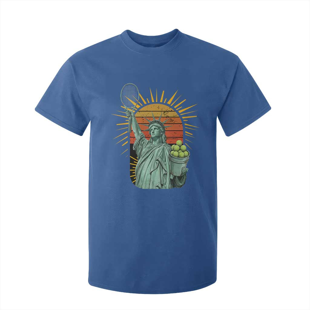 Funny Statue Of Liberty Tennis Player T Shirt For Kid Patriotic Sports Lover TS12 Royal Blue Print Your Wear