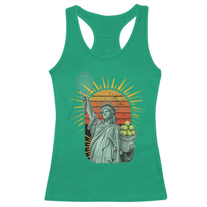 Funny Statue Of Liberty Tennis Player Racerback Tank Top Patriotic Sports Lover TS12 Irish Green Print Your Wear